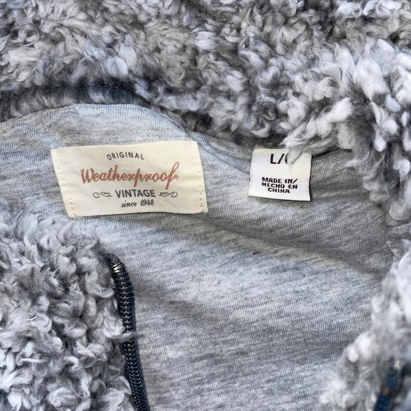 Mens Sherpa Fleece Pullover 1/4 Zip Jacket Outerwear Weatherproof Gray Sz Large - Picture 4 of 7